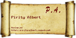 Pirity Albert névjegykártya